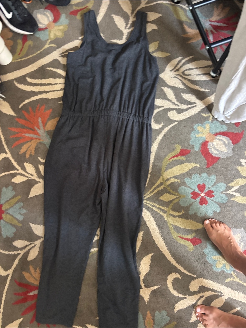 Zella Dark Gray Sleeveless Jumpsuit with Drawstring - Picture 6 of 6